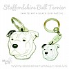 Deluxe Staffie Tag or Keyring - White with Black Ear